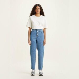 Levi’s Notch Mom Jeans Light Indigo Stonewash Blue Button Fly Tapered Ankle